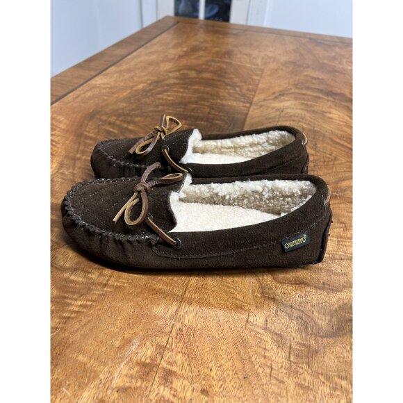 Old Friend Women’s 9 Brown Kelly Slippers/Moccasins Suede Leather Laces Loafers - Picture 3 of 6